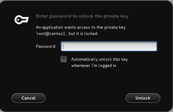 RSA private key request password dialog