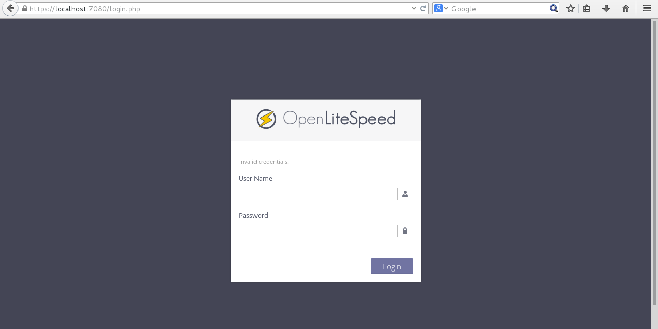 OpenLiteSpeed-administration-login-page