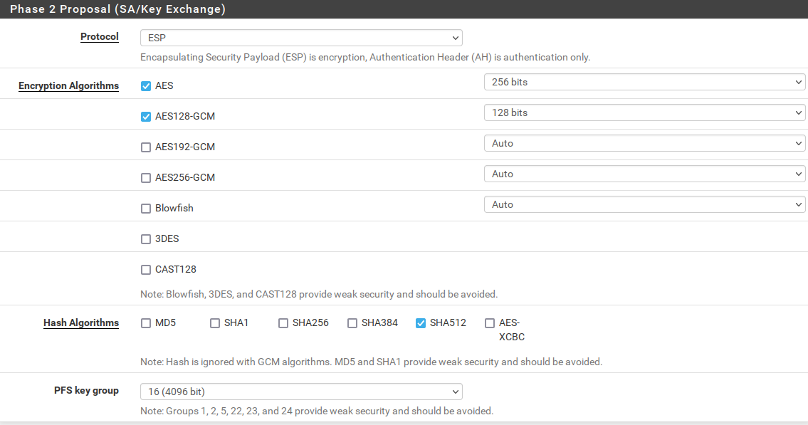 left side pfsense phase 2 configuration part 2